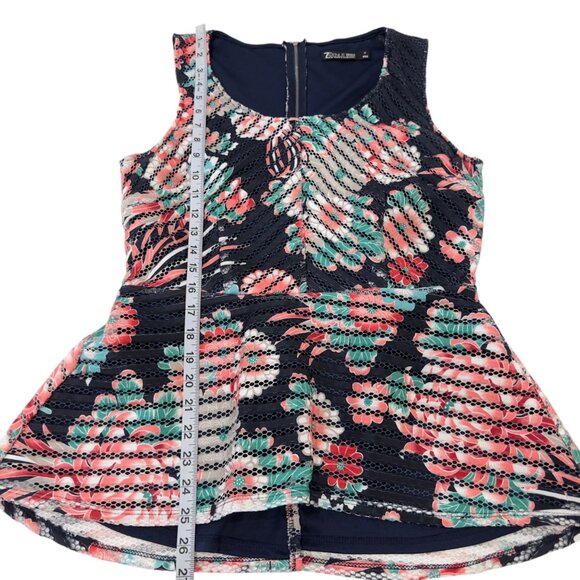 7th Avenue Design Studio Women Floral Striped Textured Sleeveless Peplum Top M - Picture 6 of 12